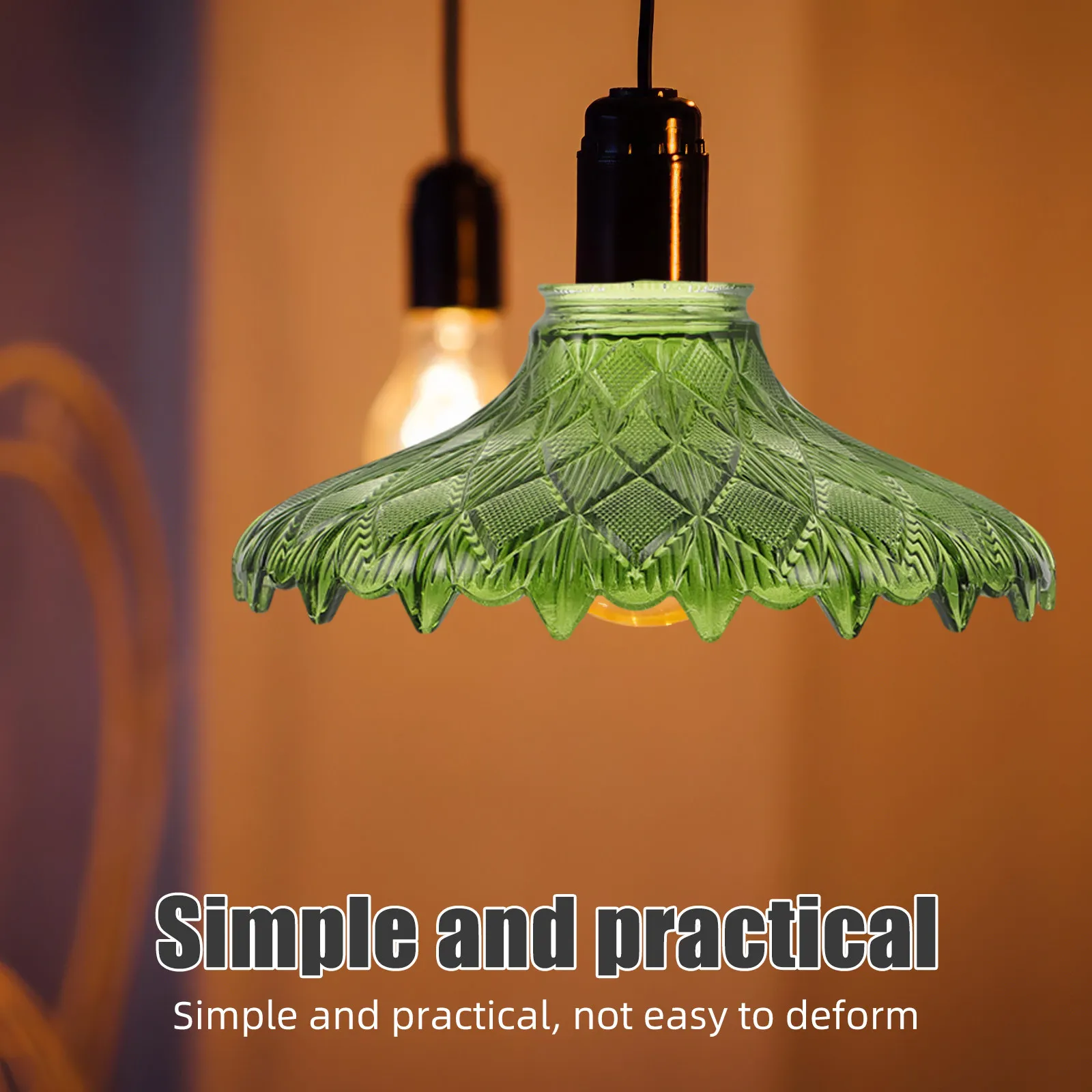 Victorian Vintage Green Glass Lampshade Replacement Compatible with E27 E26 Lamp Bases Table Floor Pendant Lamp Crystal