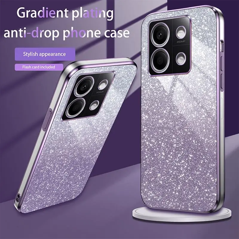 6D Gegalvaniseerde Glitter Telefoon Case Voor Xiaomi Redmi Note 12 13 Pro Plus 5G 12s 11s 12C 13C Note 8 9 10 11 Pro 4G 5G Clear Cover