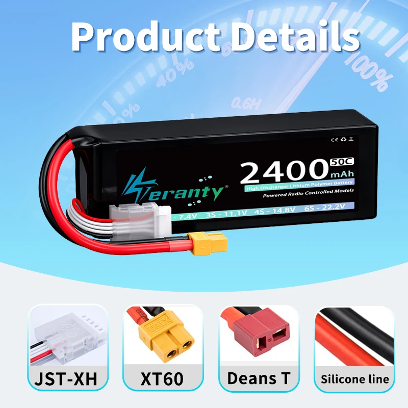 TERANTY 15.2V FPV Drone Lipo Battery 4S 2400mAh 50C/100C Softcase with T XT60 Plug RC Car Truck Buggy Helicopter Airplane Hobby