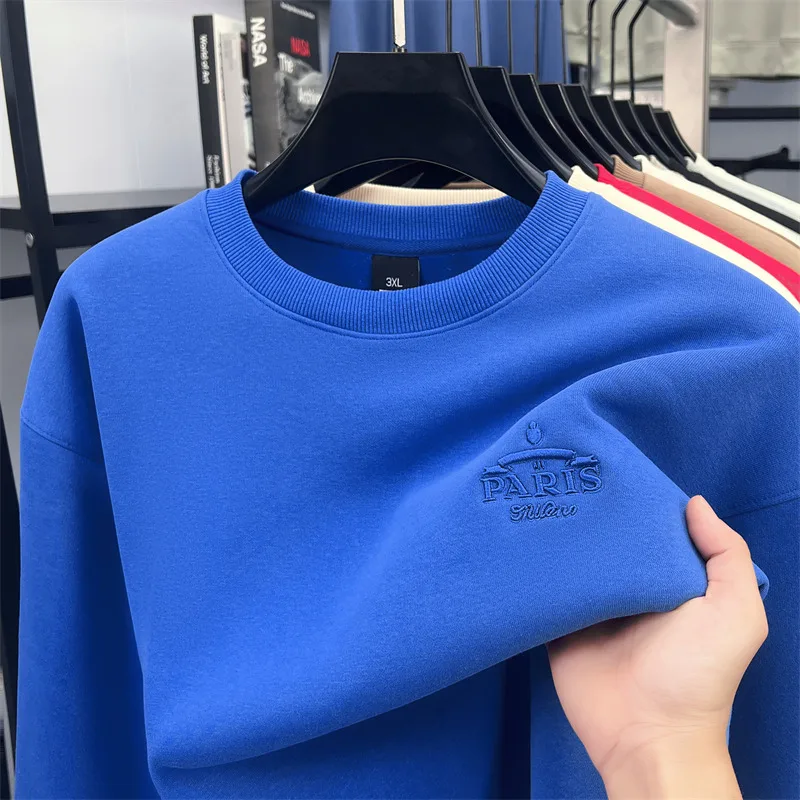 المبيعات الساخنة الخريف الشتاء جديد وصول الرجال س الرقبة طويلة الأكمام كنزة قطيفة عالية الجودة المخملية Wicken Embroid موضة الرجال #2