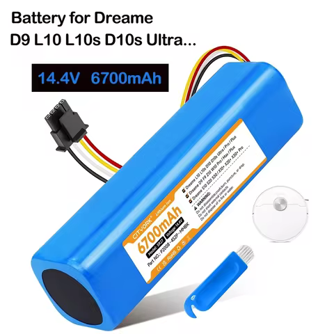 14.4V 6700mAh P2008-4S2P-MMBK Replacement Battery for Dreame D9 L10 F9 L10s Ultra D10s Z10 W10 Pro Plus S10 X10 X20 Accessories