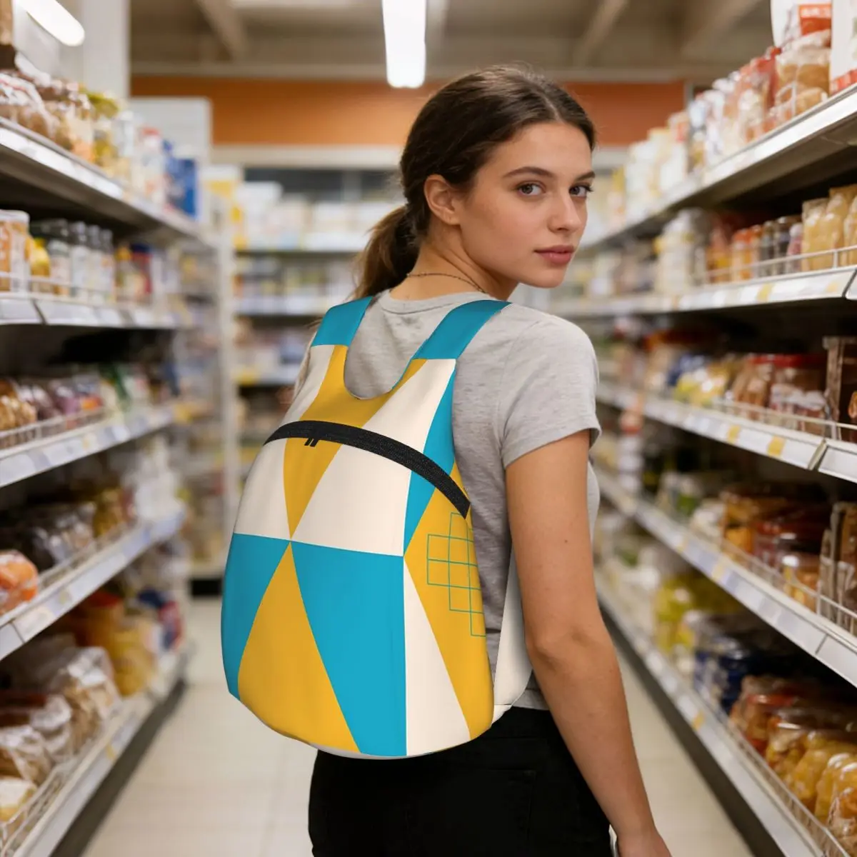 Geometric Graphic Block Colorful Backpack Student BookBag Children Storage School Bag Laptop Shoulder Bags for Boys Girls