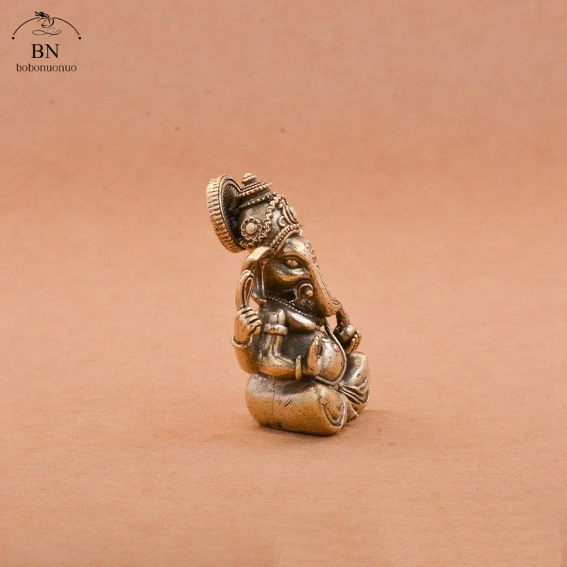 الرجعية النحاس الرب غانيشا تمثال بوذا الحلي الفيل الهندوسية الله النحت التماثيل ديكور غرفة مكتب المنزل تماثيل بوذا