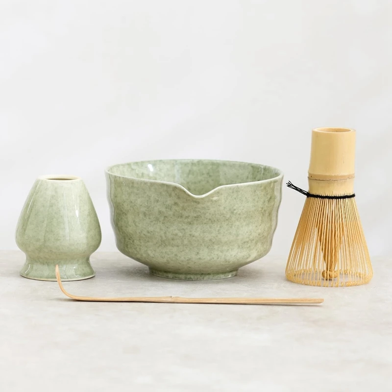 Promotion! Matcha Set, Japanese Tea Set Includes Matcha Bowl With Spout, Matcha Holder, Bamboo Matcha And Bamboo Scoop