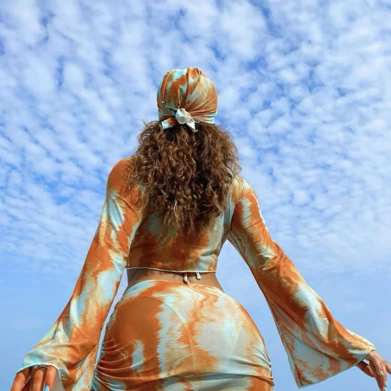 

Sexy Dyed Print Bikini Set Beachwear Women's Nylon Material Triangular Design with Chest Pad No Steel Support Sand Beachwear