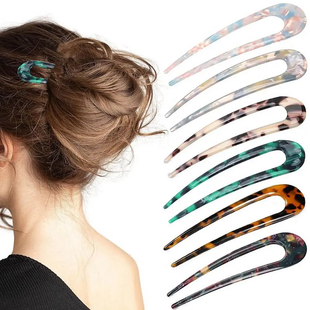 Back of Head Hairpin Stylish Acrylic Hair Stick for Women U-shaped Bun Hairpin with Secure Fixation Elegant Hair for Updos