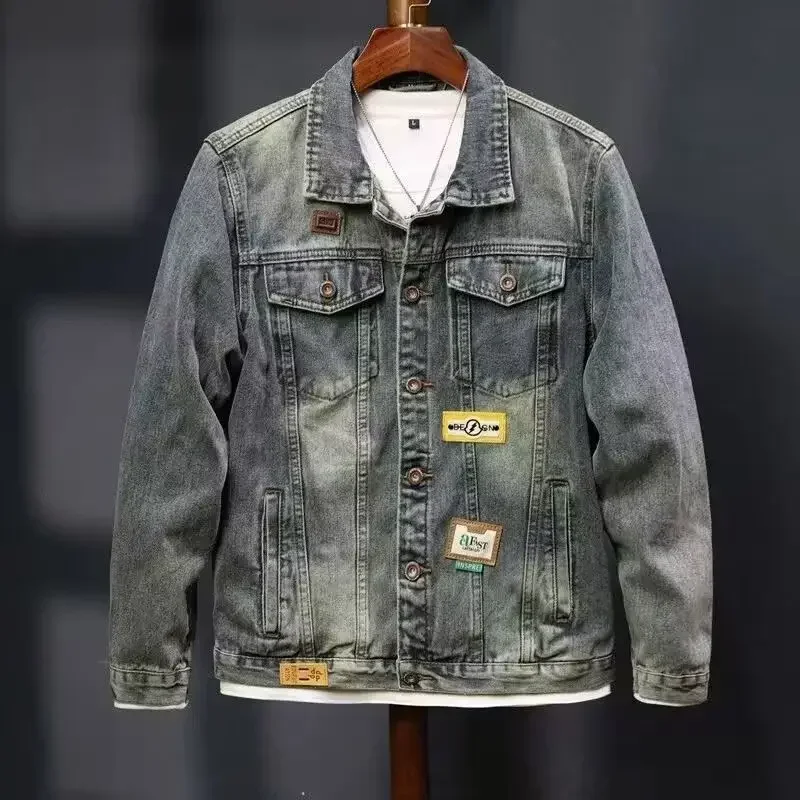 Retro European High Luxury American Cowboy Jacket New Men's Embroidered 2025 Handsome Motorcycle Jacket Fashionable Trend