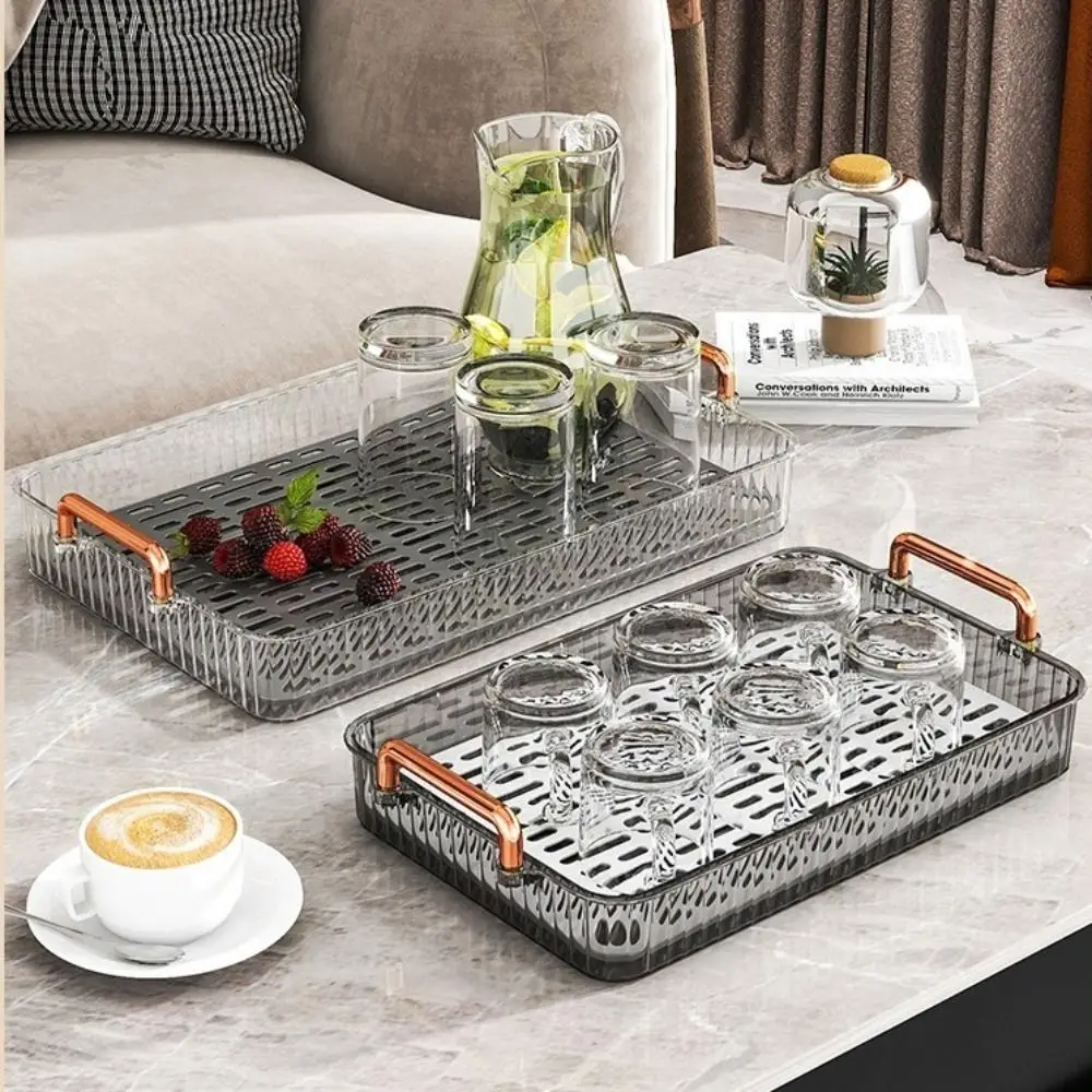 

Portable Double-layer Drain Tea Tray Large Capacity Clear Tableware Storage Tray Detachable Rectangle Cutlery Holder Kitchen