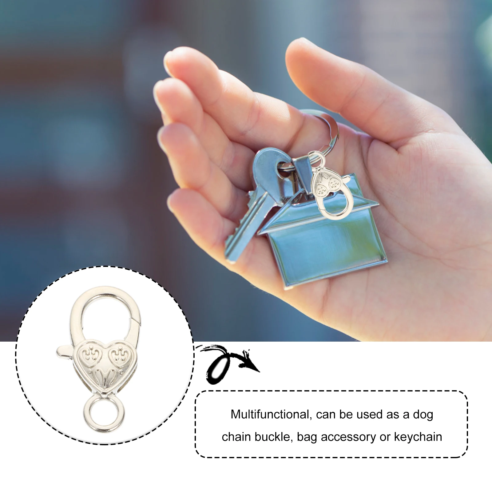 

50 pcs Heart Shaped Zinc Alloy Lobster Clasps Sturdy Buckles for Jewelry Bag Keychain Accessories Connection Pendant