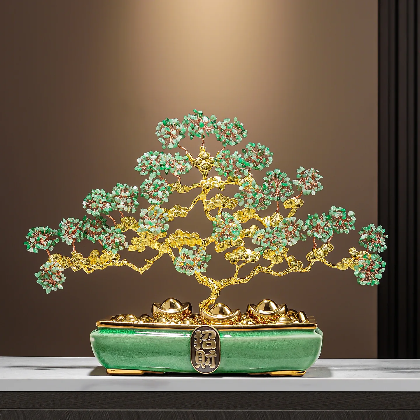 DSA crystal stone fortune tree ornament light luxury high-end living room entrance TV cabinet decoration housewarming gifts