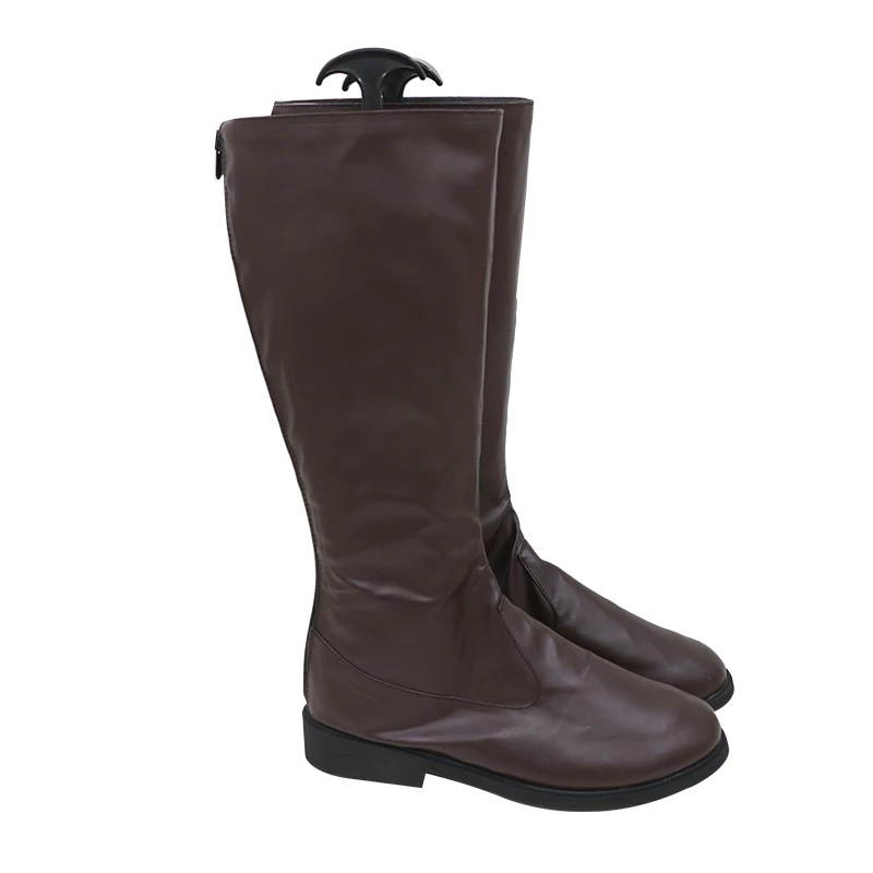 أحذية Megami Tensei 5 Shohei Yakumo التأثيرية باللون البني الداكن مصنوعة يدويًا من الجلد الصناعي