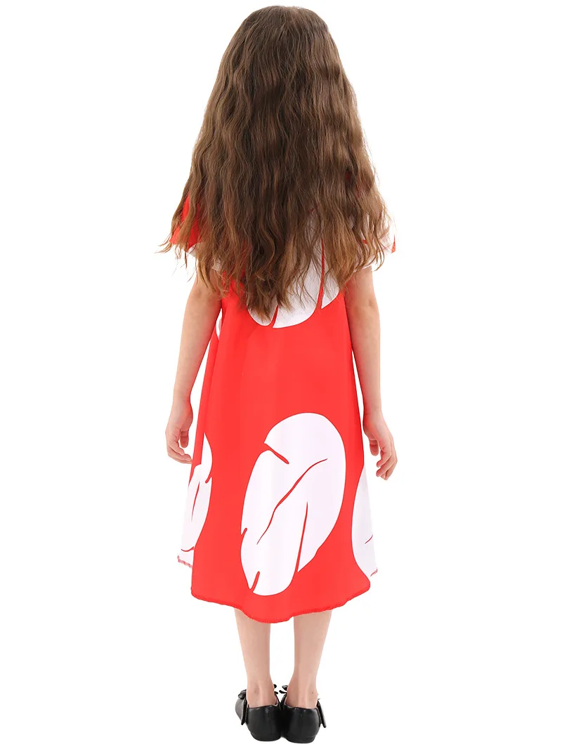 Cartoon Character Forest girl LILO Cosplay red leaf Dress Costume Halloween girl Kindergarten Festival Party