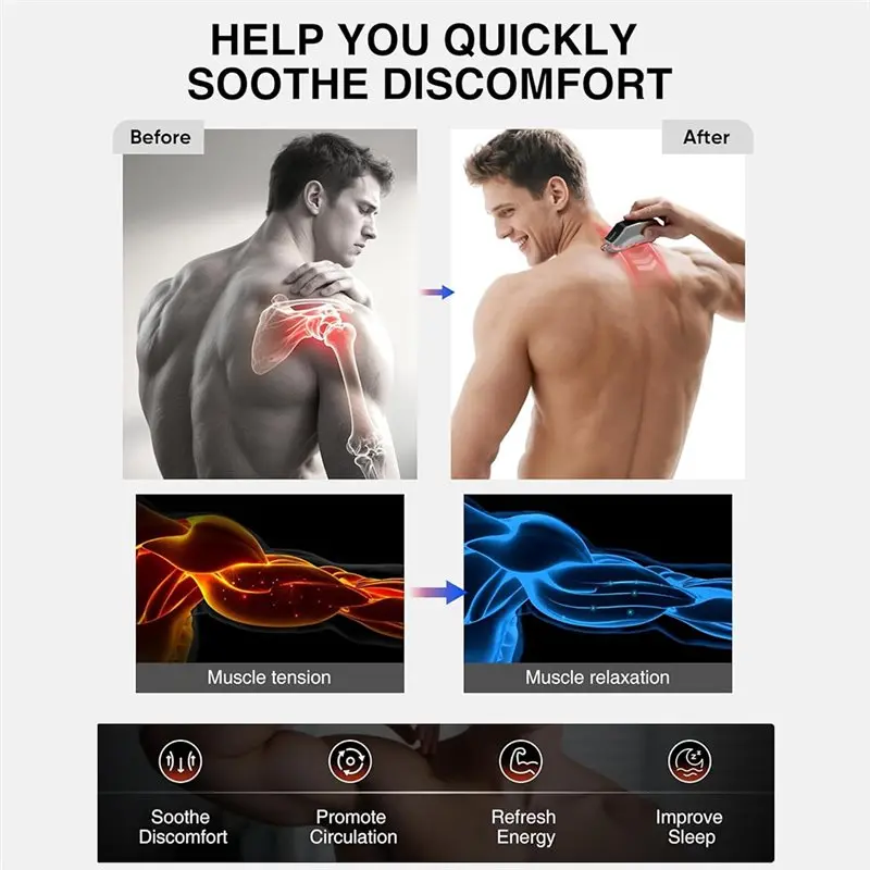 加熱式電気筋膜ナイフ - 深部組織マッサージ用筋肉スクレーパーツール、4つのモード、3つの加熱＆3つの振動ライトケア付き