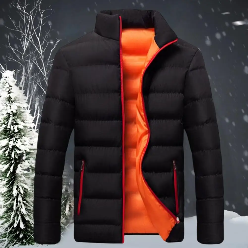 Men Windbreaker Warm Men Jacket Temperament Windproof  Popular Pure Color Thicken Windbreaker