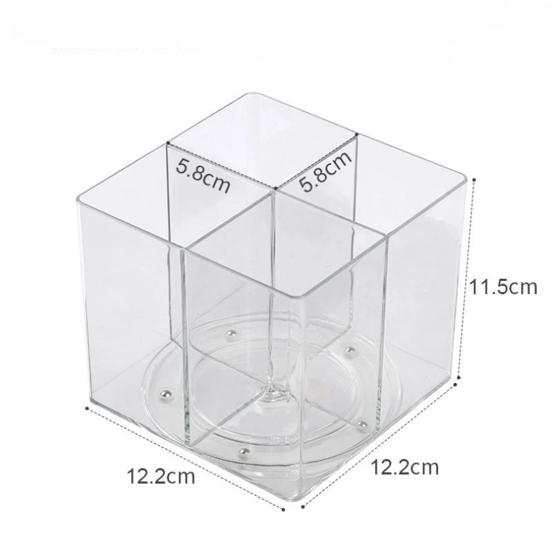 Transparent Rotating Pencil Holder, Desktop Dust-proof Storage Rack for Coffee Capsules, Makeup Brushes, and Student Stationery