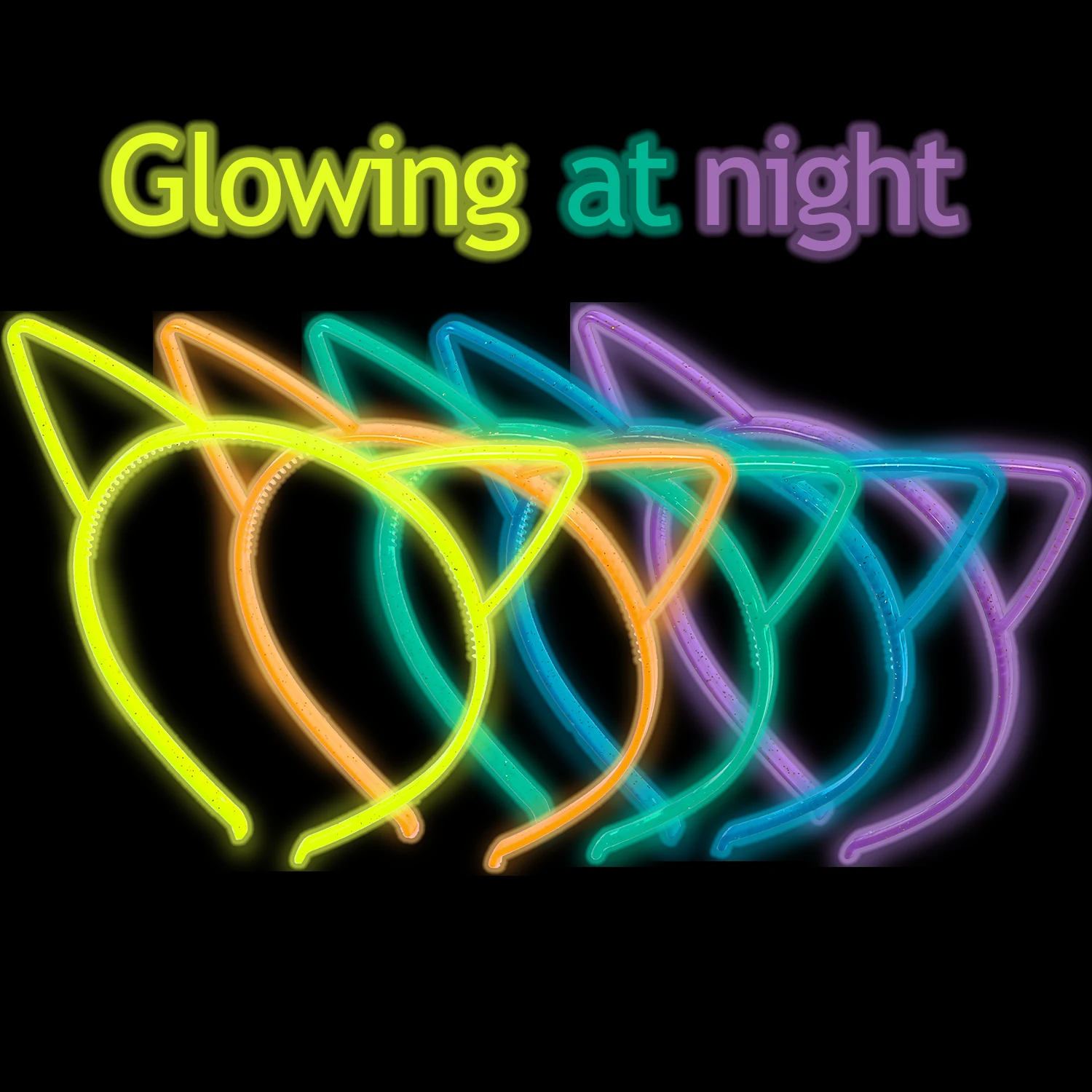 

15/25 шт., светящиеся ночные повязки на голову с кошачьими ушками для девочек, вечерние флуоресцентные головные уборы, модные милые детские женские аксессуары для волос