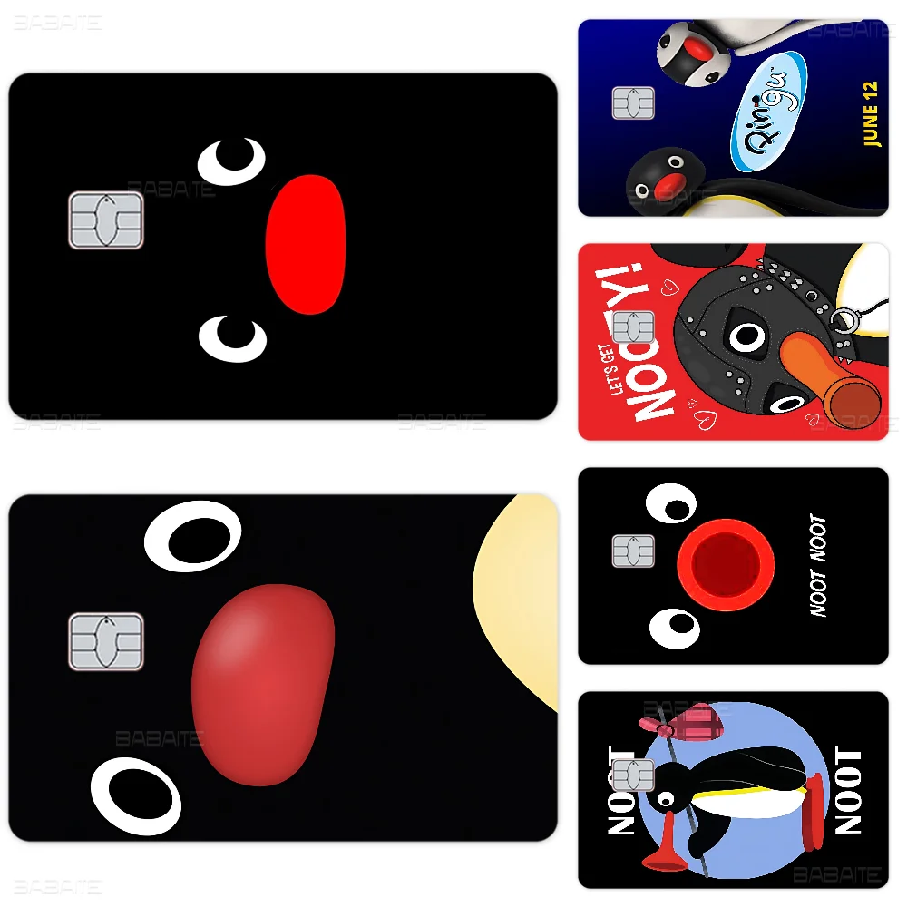 Dibujos animados Pingu pingüino Anime pegatina de dibujos animados película piel para tarjeta de crédito tarjeta de autobús bancaria de débito