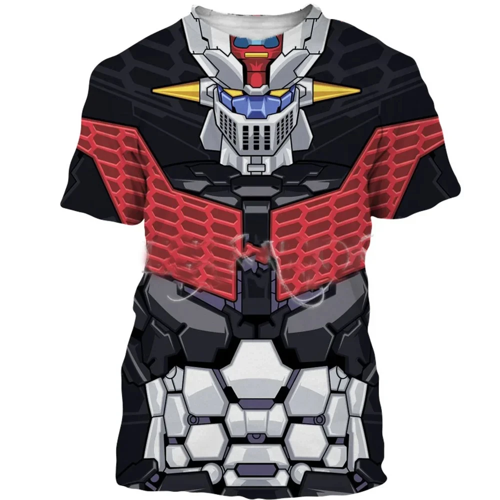 Hot selling Mazinger Z men\'s T-shirt anime robot 3D printing short sleeved T-shirt summer fashion street clothing Harajuku top