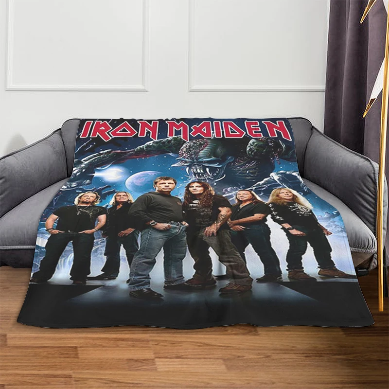 

King Size Blanket A-Heavy Metal Band Iron Maidens Microfiber Bedding Fluffy Soft Blankets Warm Fleece Camping Custom Blankets