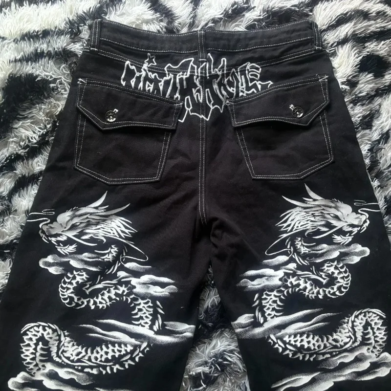 

2025 Американская мода Новые мешковатые джинсы большого размера с принтом Женские Y2K Rock Винтаж Поп Готика Повседневные брюки Джокер с высокой талией и широкими штанинами