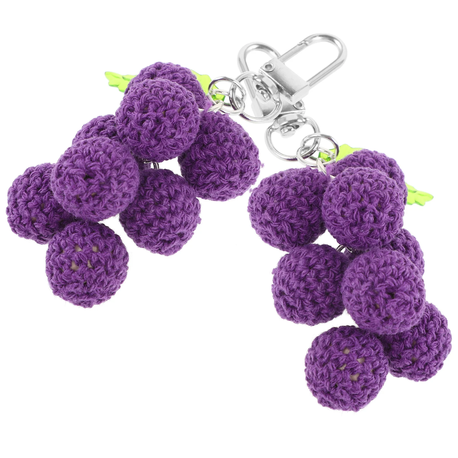 

2 Pcs Handwoven Grape Charm Keychain Boho Style Bag Pendant Decorative Yarn Accessories Women Jewelry Craft Parts