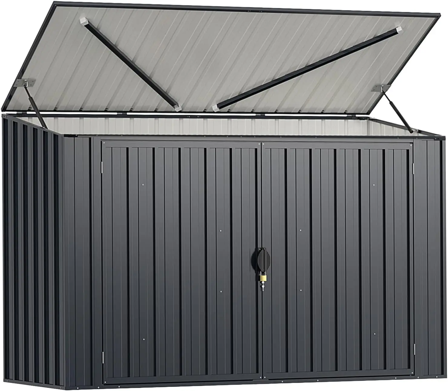 

Goplus 6.3 x 2.6 FT Metal Outdoor Storage Shed, Snap-on Structures for Efficient Assembly, Color Steel Utility Storage Cabinet