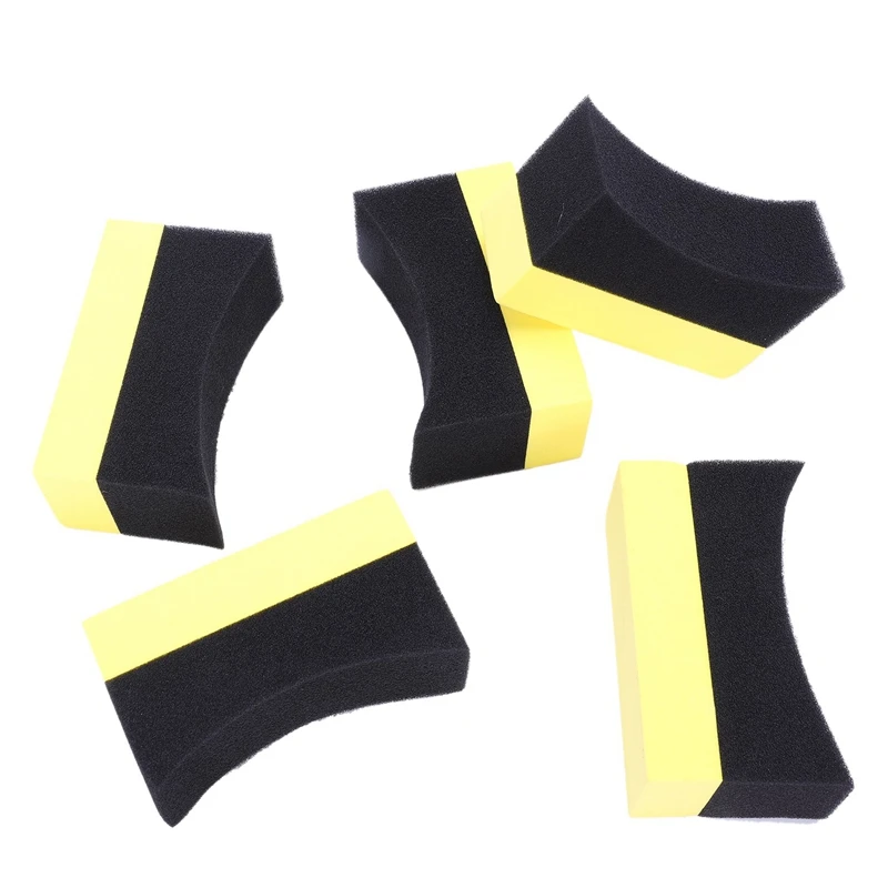 15X Professional Automotive Car Wheel Washer Tyre Tire Dressing Applicator Curved Foam Sponge Pad Black+Yellow