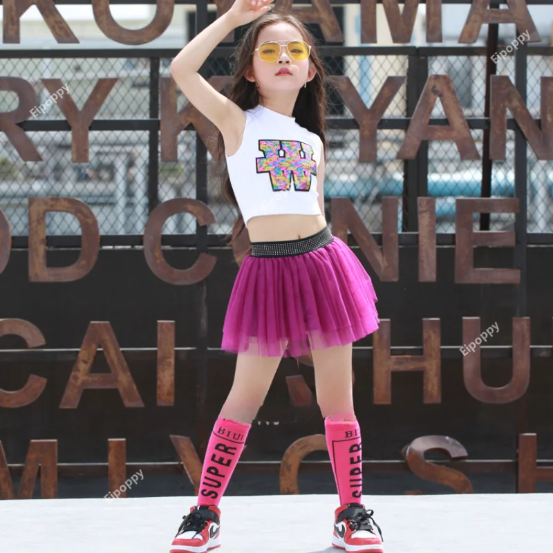 Kids Cheerleader Competition Set Baby Girls Fancy Competition School Gymnastics Dance Wear Costume Top Skirt Pants Set