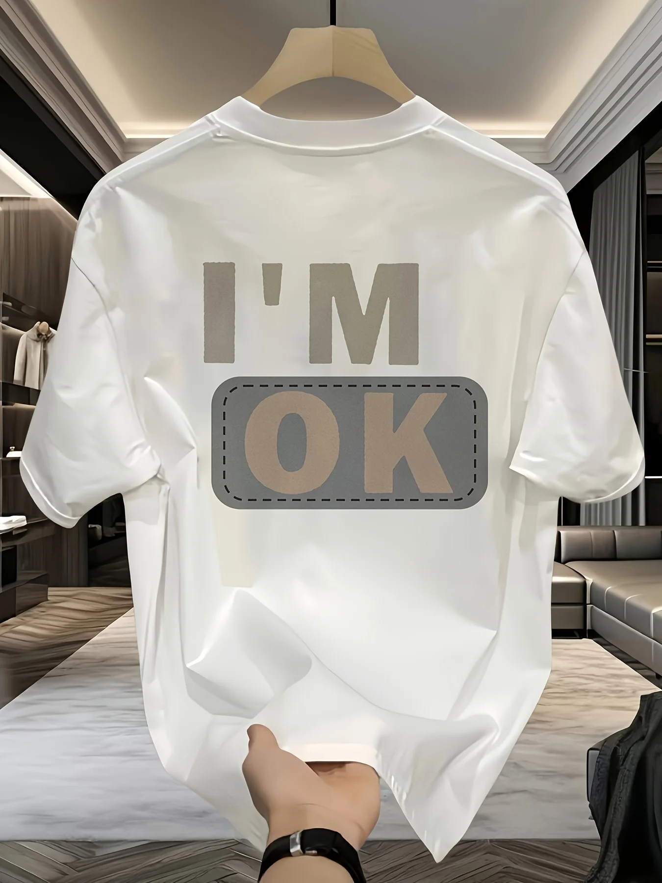 IM OK English Letter Printed T-shirt Street Style Casual Short Sleeved Top Summer Versatile and Cool Top