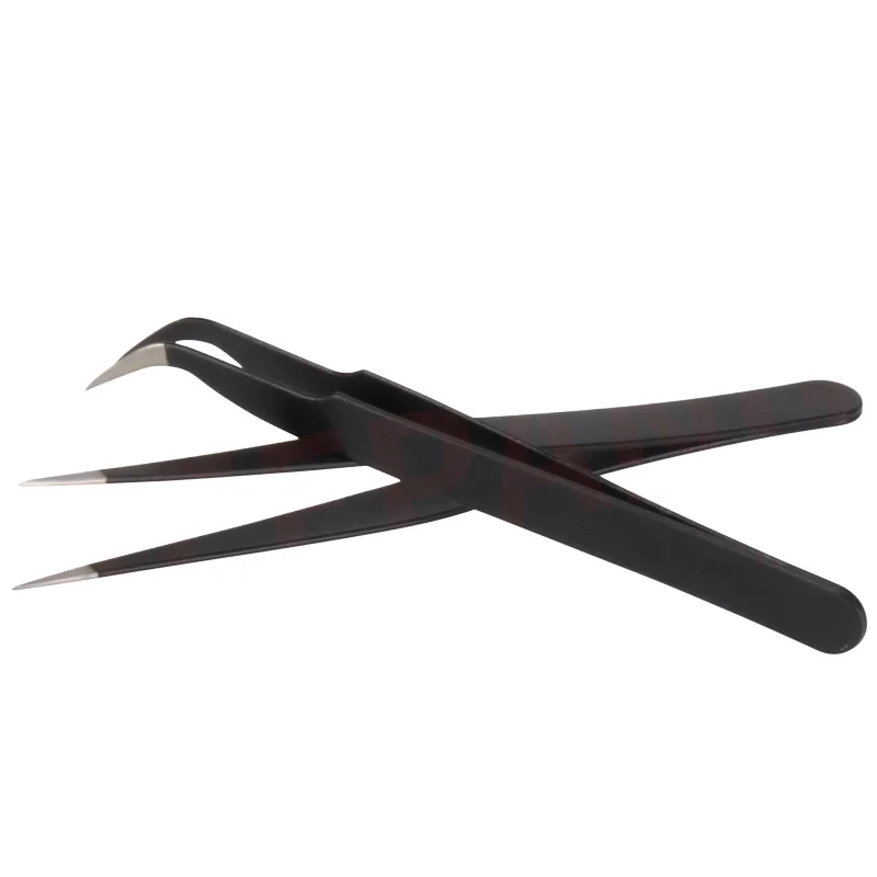 Curved & Straight Stainless Steel Tweezers - Anti-Static Precision for Industrial Welding/DIY & iPad/Phone Motherboard Repair