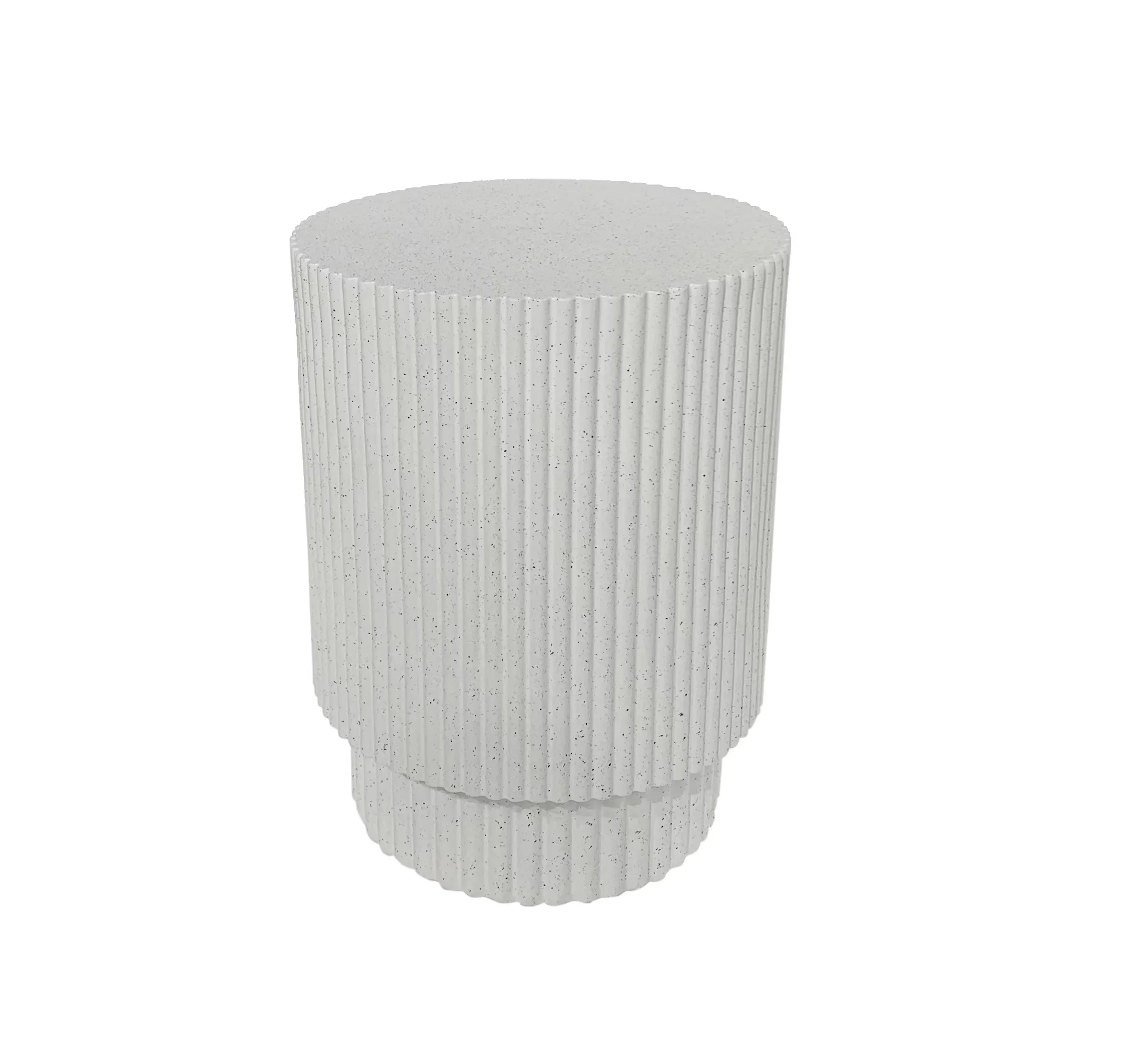 Fluted MgO White Outdoor Side Table