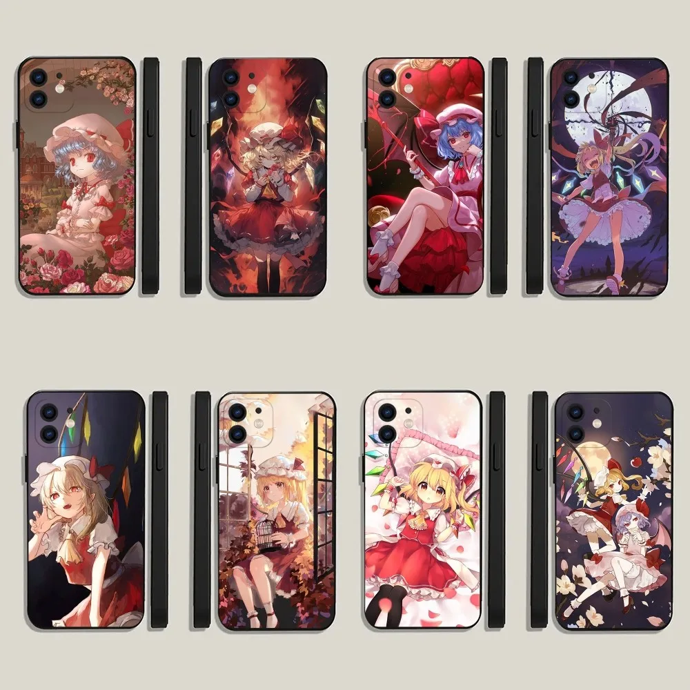 Flandre Scarlet T-TouHou Project Phone Case For iPhone 15,14,13,12,11,Plus,Pro Max,XS,X,XR,SE,Mini,8,7 Soft Silicone Black Cover