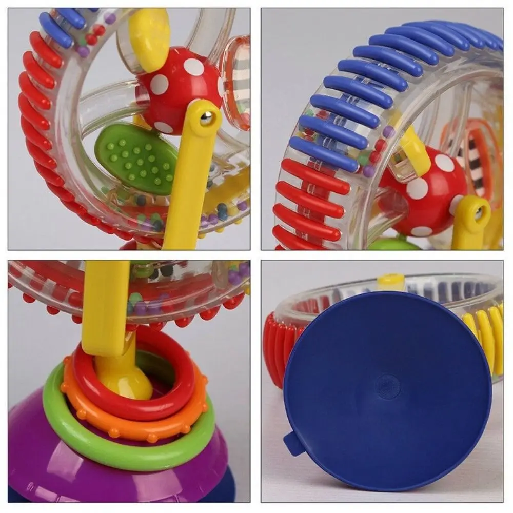 Moulin à vent rotatif à ventouse 360, roue en plastique de petite taille, jouet pour bébé, apprentissage précoce, perle de couleur, jouet de 0 à 12 mois