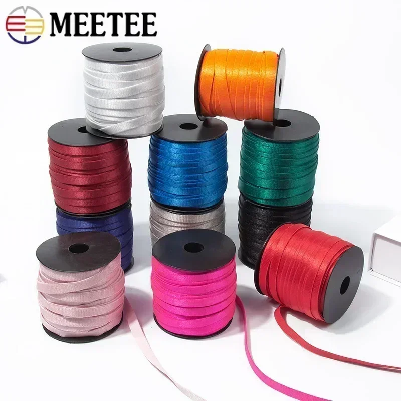 10/20/50M Colored Bra Shoulder Strap 6/8/10/15mm Spandex Elastic Bands Soft Elasticity Trim Underwear Belt DIY Sewing Accessory