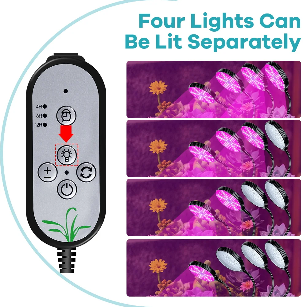 Full-Spectrum Indoor Solar LED Growth Lamp Timing USB Succulent Plants, Flower 360° Adjustable Gooseneck Dimmable Fill Light Lam view 6
