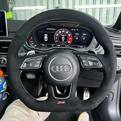 Custom Car Steering Wheel Braid Cover Soft 100% Fit For Audi A1 8X A3 8V S3 A4 SQ2 Q2 2016-2022 Car Products Steering Wrap