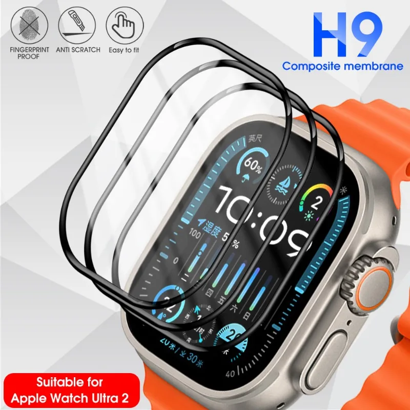 Full Coverage Protective Film for Apple Watch Ultra 2 Screen Protectors 3D Curved Film Anti-scratch Cover Film for Iwatch Ultra2