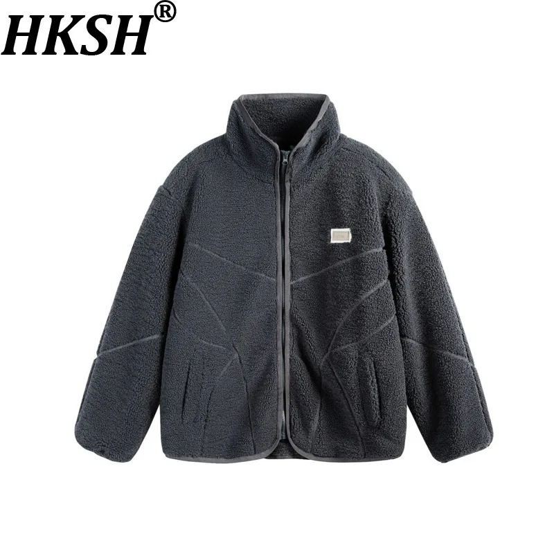 

HKSH Autumn Winter New Men Tide American Streetwear Fashion High Street Simple Stand Collar Cotton Jacket Chic Ins Coats HK17183