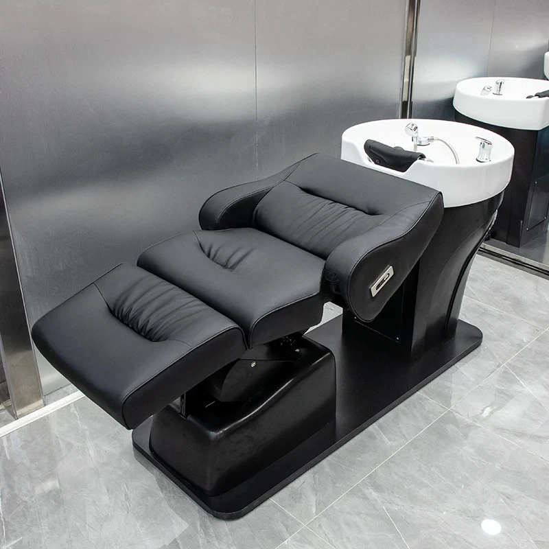 

Electric Lifting Barber Shop Shampoo Chair Special Hairdressing Half Lying Ceramic Deep Basin