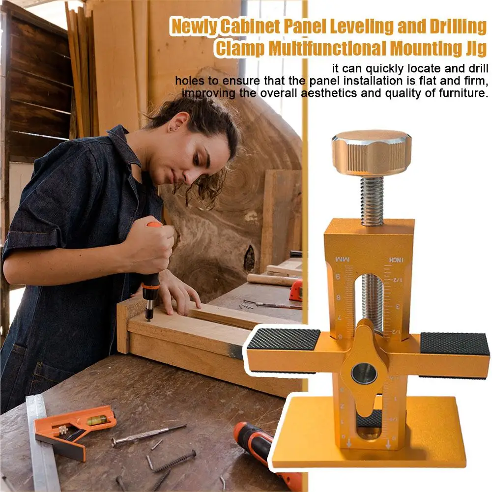 

Cabinet Panel Leveling Drilling Clamp Door Panel Fixed Mounting Multifunctional Clamp Positioner Drill Adjustable With Bit B6b8