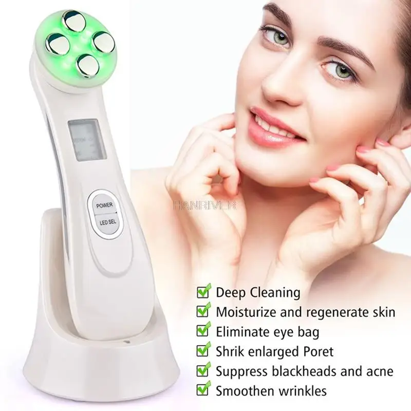 Gezicht Huid EMS Mesotherapie Elektroporatie RF Facial LED Foton Huidverzorging Apparaat Gezicht Lifting Draai Beauty Tool