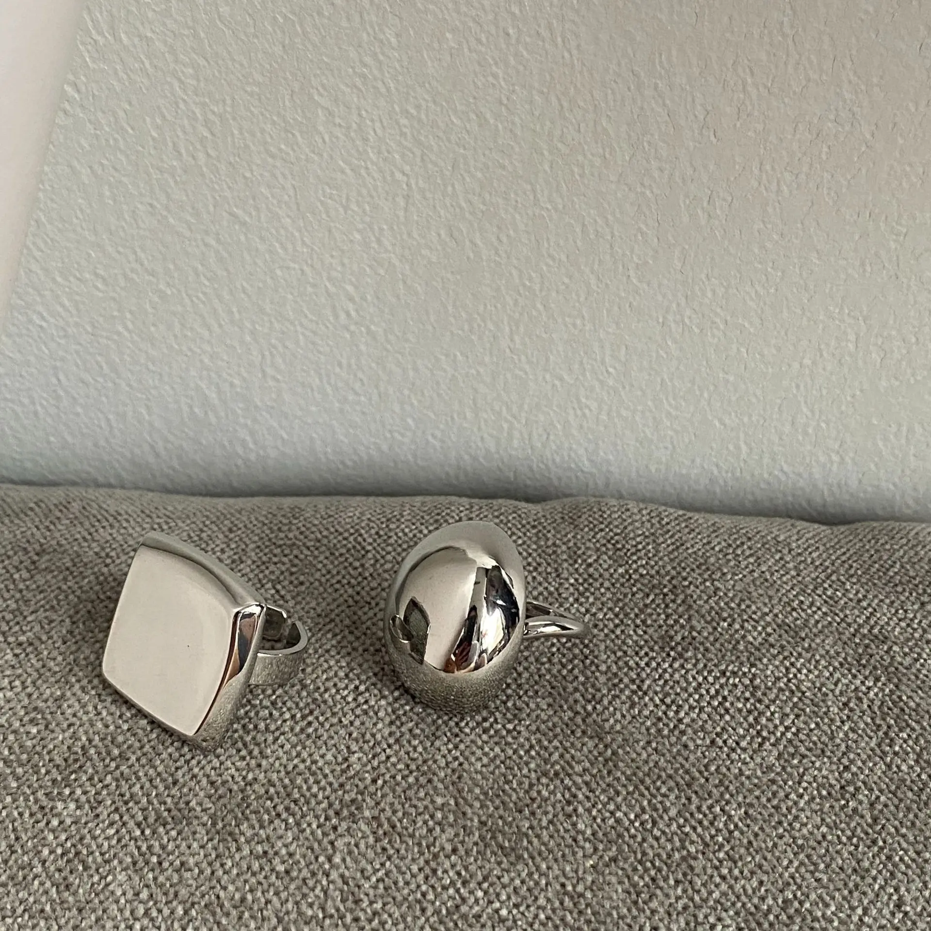 HANGZHI Punk Sliver Color Ring Geometric Square Oval Vintage Minimalist Chunky Jewelry for Women Men New