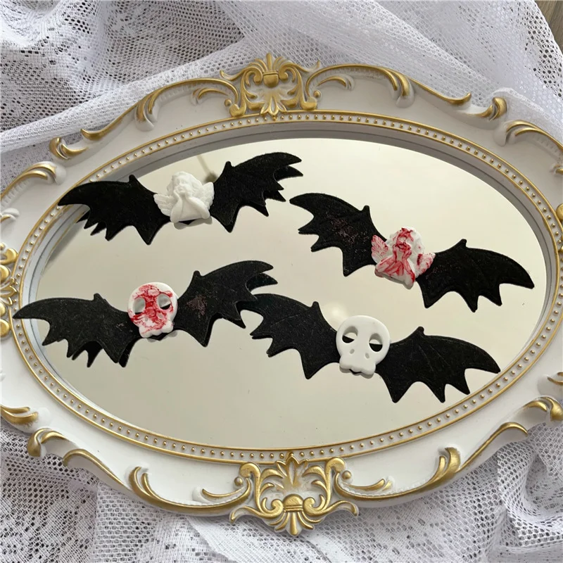 Skull Bat Hairpin Hair Clips Gothic Demon Wings Barrettes Headwear for Women Girls Y2k Lolita Styling Headdress Hair Accessories