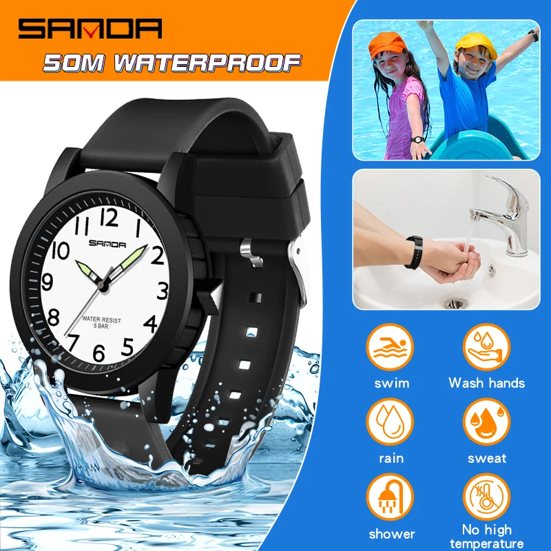 SANDA Women Watches Fashion Silicone Analog Quartz Wrist Watch Soccer Sports Waterproof Boy Girl Casual Clock Children Gifts