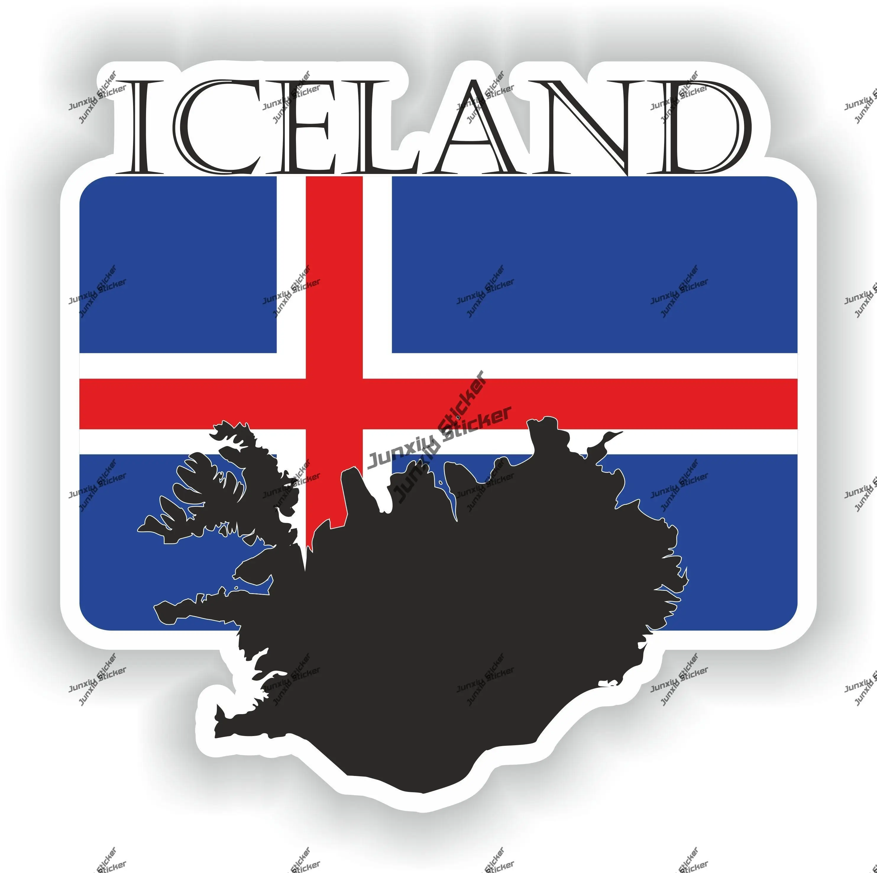 

Iceland Sticker Coat of Arms of Iceland Flag with Graphical Outline Waterproof Decal for SUV Window Car Bike The Whole Body