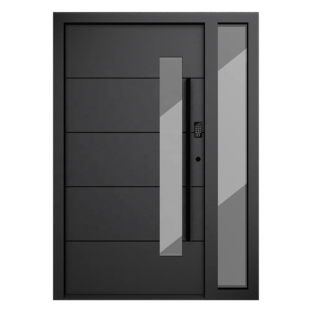

Exterior Pivot Door Face Recognition Luxury Security Aluminum Entrance Door Modern Security Bullet Proof Home Front Entry Door