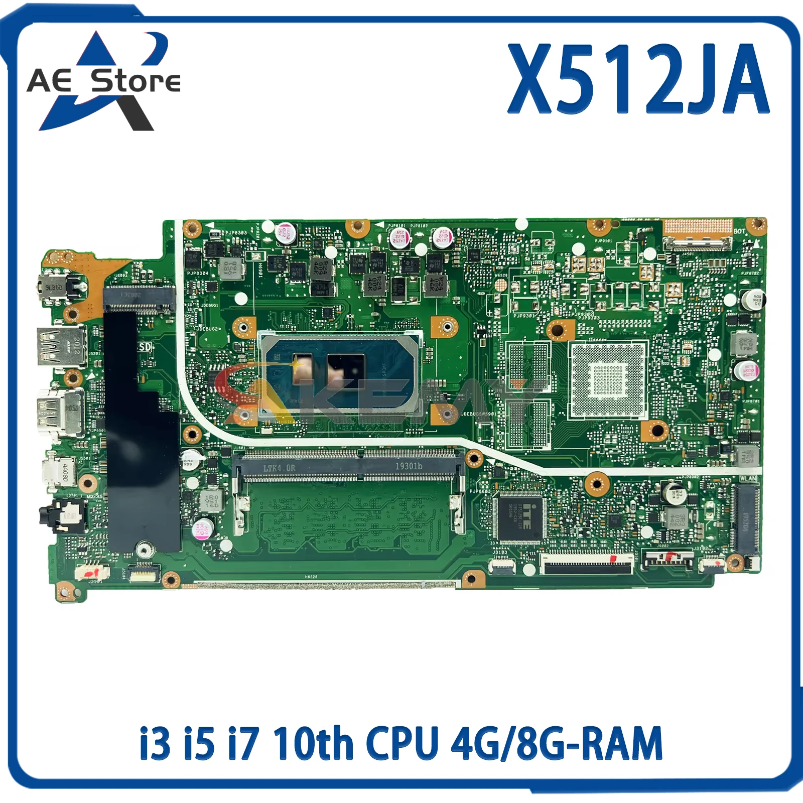 AE X512JA Mainboard For Asus VivoBook X712JA V5000J X512JP X512J V5000JP X712J Laptop Motherboard i3 i5 i7 10th CPU 4G/8G-RAM