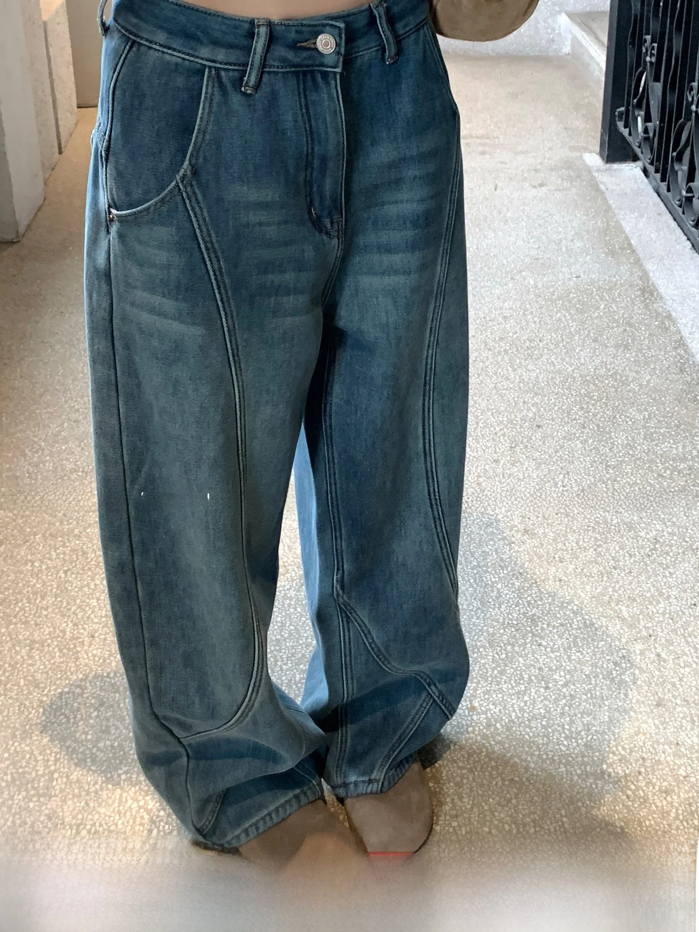 

Женские джинсы GV Thiened Fce Lined Retro Slim Fit с подкладкой из флиса, осенне-зимние, свободного кроя, с высокой талией