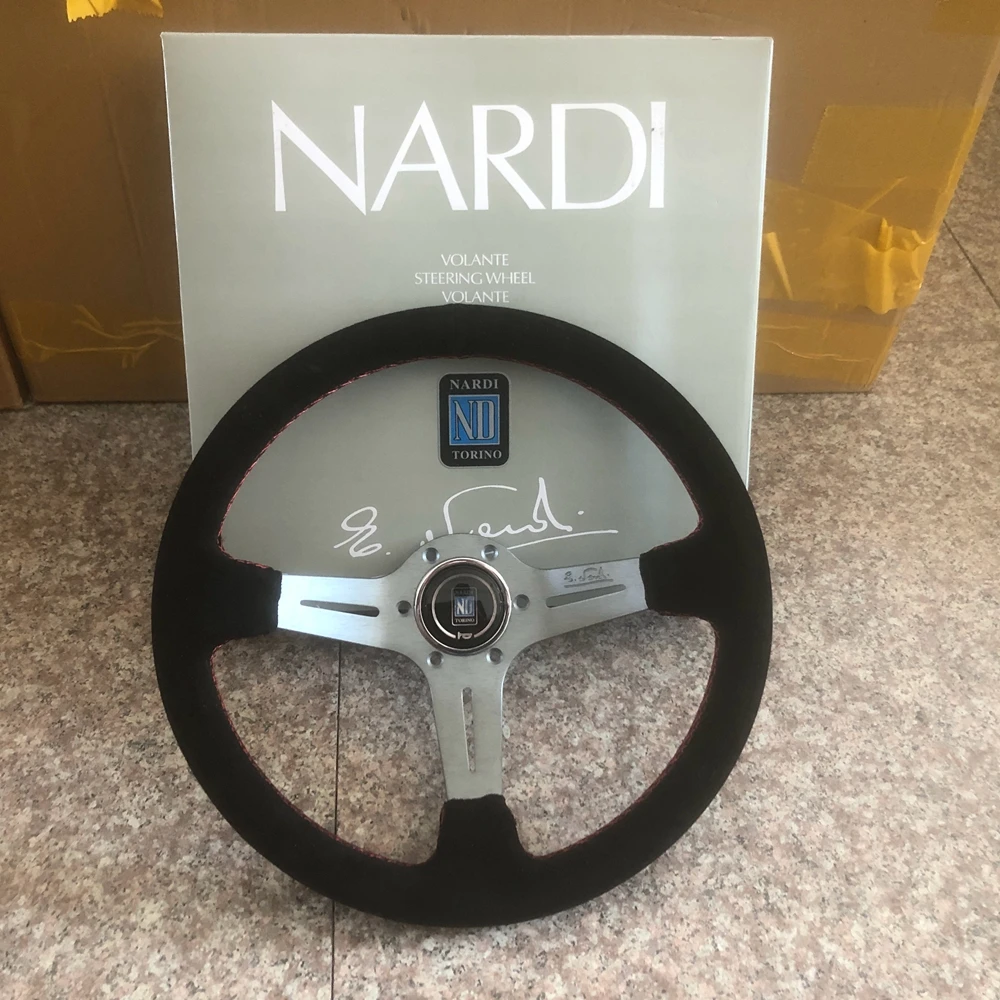 Universal Racing 14Inch Nardi Steering Wheel Car Rally Drift Suede Leather JDM Steering Wheel Volantes For HONDA TOYOTA VW BMW