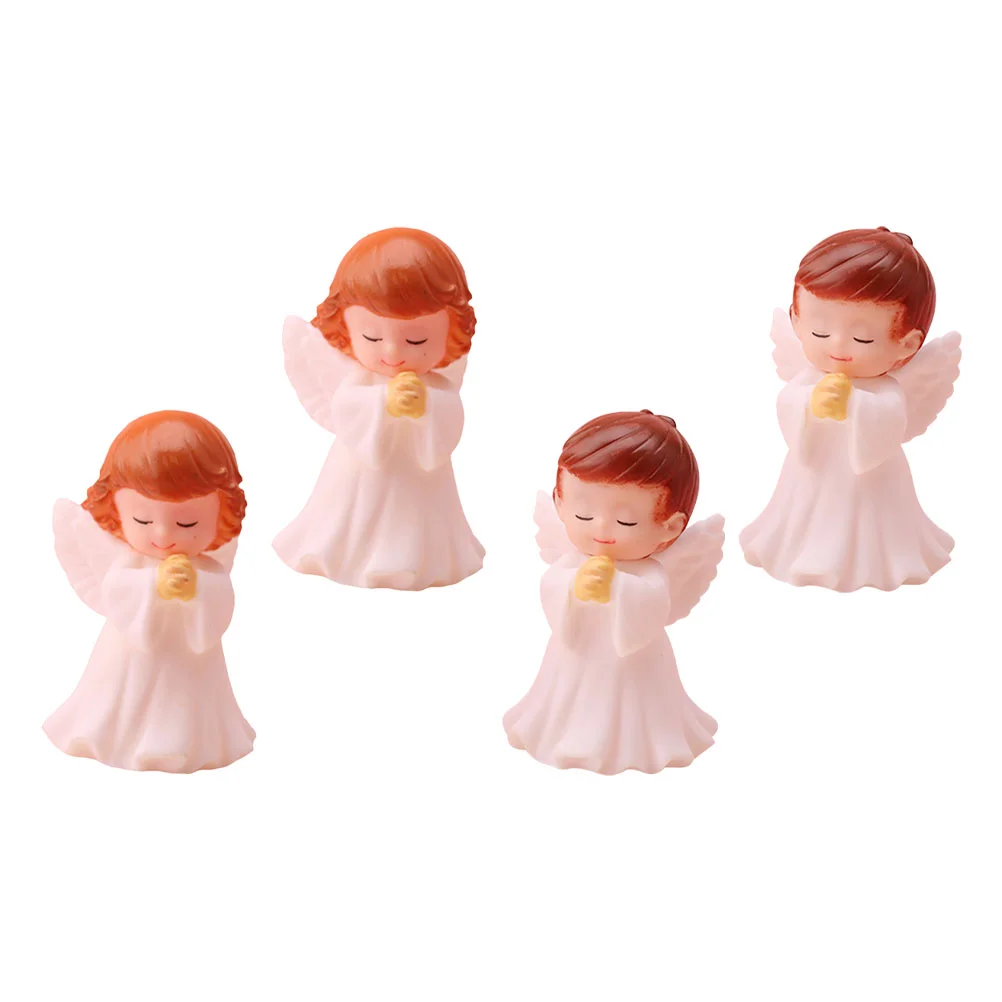 

4 Pcs Praying Angel Figurines Plastic Material Kids Outdoor Baby Decor Little Statue Winged Angel Craft Garden Decoration